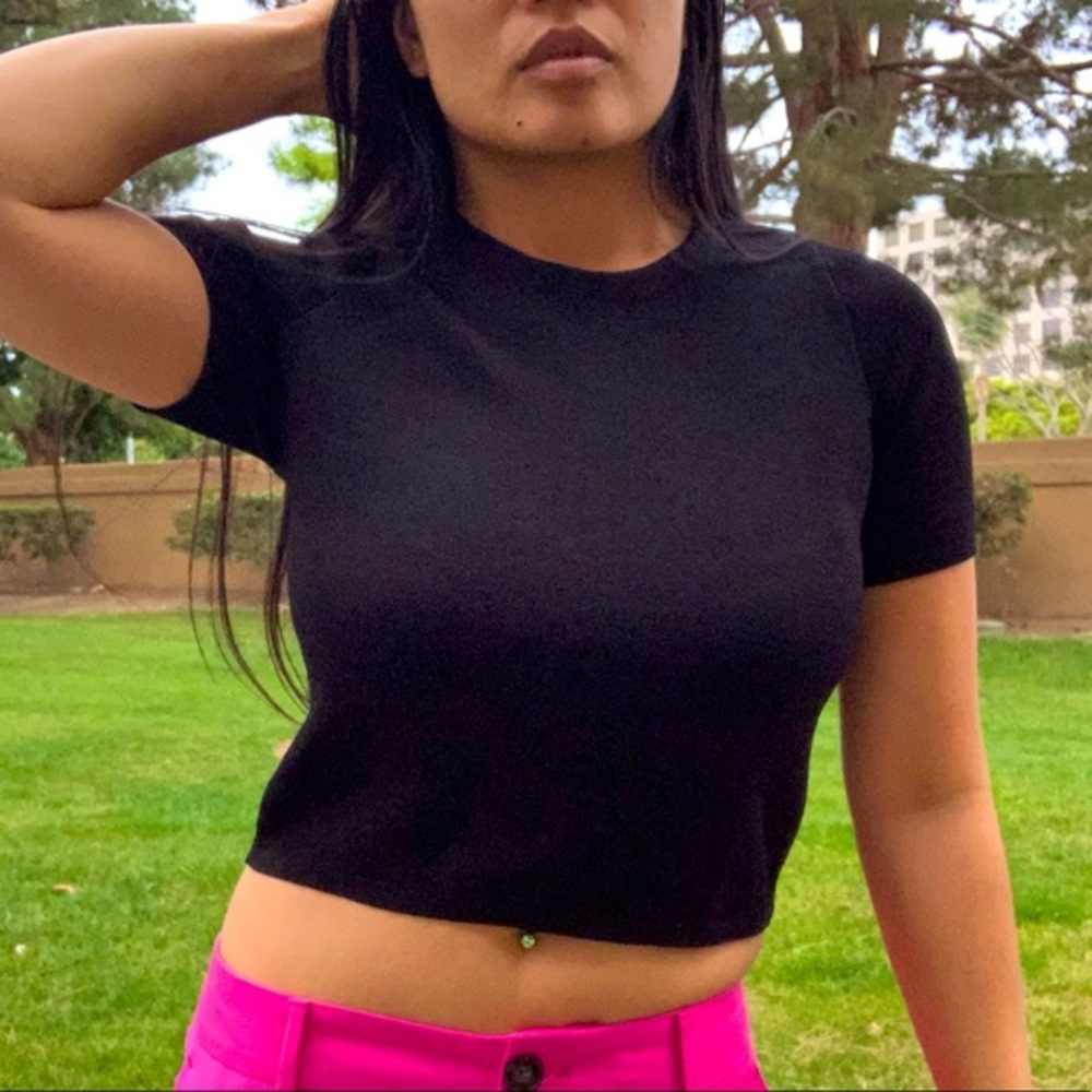 Rachel Roy Black Crop Top Sweater, size Small
